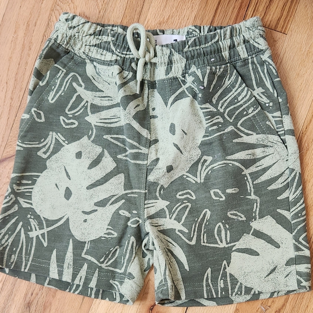Tropical Leaf Print Kids Shorts